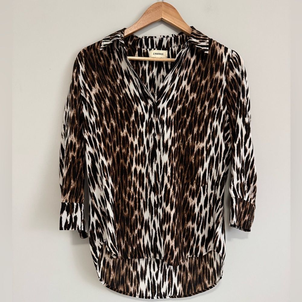 L’agence Silk Animal Print Top